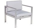 Garden Armchair Light Grey Aluminium Frame Outdoor With Cushions Beliani