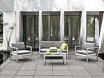 Garden Armchair Light Grey Aluminium Frame Outdoor With Cushions Beliani