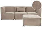 Modular Sofa Beige Taupe Corduroy With Ottoman 3 Seater Sectional Sofa Modern Design Beliani