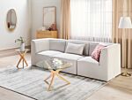 Modular 3 Seater Sofa Off White Corduroy Sectional Two Piece Sofa Modern Jumbo Cord Minimalistic Style Beliani