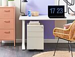 Office Storage Unit Off-white Steel With Castors 3 Drawers Key-locked Industrial Design Beliani