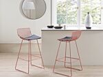 Set Of 2 Bar Chairs Rose Gold Metal Steel With Faux Leather Seat Pad Counter Height Breakfast Bar Chair Beliani