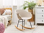 Rocking Chair Beige Synthetic Material Metal Legs Shell Seat Solid Wood Skates Modern Style Beliani