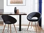 Set Of 2 Dining Chairs Black Fabric Upholstery Light Wood Legs Modern Eclectic Style Beliani