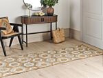 Runner Rug Beige Jute 80 X 300 Cm Geometric Pattern Hand Woven Boho Hallway Bedroom Beliani