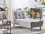 Chaise Lounge Light Grey Fabric Upholstery Light Wood Legs Scandinavian Style Beliani