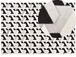 Area Rug Black And White Cowhide Leather 160 X 230 Cm Geometric Pattern Patchwork Beliani