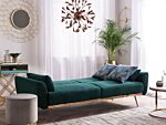 Sofa Bed Green Velvet 3 Seater Metal Legs Additional Cushions Retro Beliani