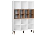 Bookcase White With Dark Wood 174 X 120 X 30 Cm 5-tier Scandinavian Shelving Unit Beliani