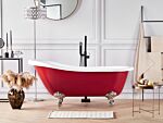 Bath Red Sanitary Acrylic 170 X 76 Cm Freestanding Clawfoot Tub Traditional Retro Design Beliani