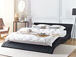 Eu Super King Size Waterbed 6ft Black Fabric Curved Frame With Accessories Contemporary Beliani