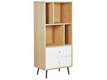 Bookcase Light Wood With White Mdf 139 X 60 X 40 Cm Storage Unit With Drawers Modern Beliani