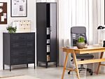 4 Drawer Chest Black Metal Steel Storage Cabinet Industrial Style For Home Office Living Room Beliani