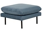 Ottoman Blue Fabric Pillow -top Square Footstool Metal Legs Glamour Style Beliani