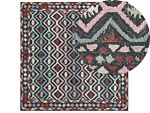 Area Rug Mulitcolour Wool 200 X 200 Cm Flat Weave Hand Tufted Geometric Oriental Pattern Beliani