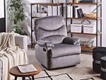 Recliner Chair Grey Velvet Upholstery Push-back Manually Adjustable Back And Footrest Retro Design Armchair Beliani