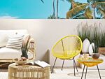 Garden Chair Yellow Pe Rattan Papasan Modern Beliani