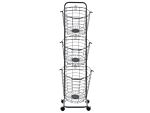 3 Tier Wire Basket Stand Grey Metal With Castors Handles Detachable Kitchen Bathroom Storage Accessory For Towels Newspaper Fruits Vegetables Beliani