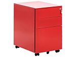 Storage Cabinet Red Metal 3 Drawers Key Lock Castors Industrial Office Beliani