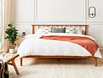 Bed Light Pine Wood Eu Super King Size 6ft With Headboard Slatted Base Minimalistic Rustic Style Beliani