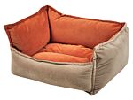 Pet Bed Orange Beige Polyester 50 X 35 Cm Reversible Velvet Rectangular Dog Cat Soft Cuddler Cushion Living Room Bedroom Beliani