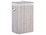 Storage Basket Light Grey Bamboo With Lid Laundry Bin Boho Practical Accessories Beliani