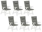 Set Of 6 Garden Chair Cushion Grey Polyester Seat Backrest Pad Modern Design Outdoor Pad Beliani