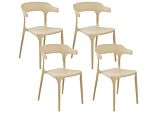 Set Of 4 Garden Chairs Sand Beige Polypropylene Lightweight Weather Resistant Plastic Indoor Outdoor Modern Beliani