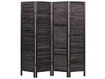 Room Divider Dark Brown Wood Paulownia Plywood 4 Panels Folding Decorative Screen Partition Living Room Bedroom Traditional Design Beliani