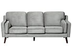 Sofa Light Grey 3 Seater Velvet Wooden Legs Classic Beliani