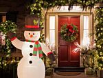 Outdoor Led Christmas Inflatable White Fabric Snowman Figure Garden Decoration Pre Lit Beliani