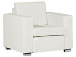 Armchair Club Chair White Split Leather Upholstery Chromed Legs Retro Design Beliani