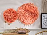 Wall Decoration Coral Red Feathers Round 40 Cm Boho Accent Design Living Room Decor Beliani