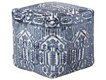Pouffe Blue Polyester Viscose 45 X 45 X 45 Cm With Eps Filling Thick Cover Tufted Pattern Boho Beliani
