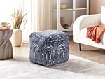 Pouffe Blue Polyester Viscose 45 X 45 X 45 Cm With Eps Filling Thick Cover Tufted Pattern Boho Beliani