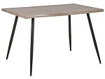 Dining Table Light Wood Mdf Tabletop 120 X 80 Cm Black Metal Legs 4 Seater Minimalist Table Beliani