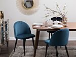 Set Of 2 Dining Chairs Blue Velvet Fabric Modern Retro Design Black Slanted Legs Beliani