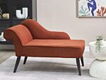 Chaise Lounge Red Polyester Fabric Upholstery Black Wood Legs Left Hand Retro Design Beliani