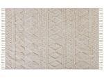 Area Rug Beige Cotton 140 X 200 Cm Minimalistic Tufted Geometric Pattern Living Room Bedroom Beliani