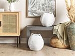 Set Of 2 Storage Baskets White Cotton 20 X 30 Cm Laundry Bins Handwoven Containers Beliani