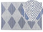 Area Rug Light Beige And Blue Wool Polyester 140 X 200 Cm Hand Woven Geometric Pattern Boho Living Room Bedroom Beliani