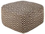 Pouffe Black And White Wool Geometruc Pattern Square Boho Modern Footstool Upholstered Seat Beliani