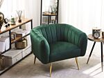 Armchair Green Velvet Golden Metal Frame Round Back Glam Style Beliani