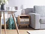 Bedside Table Light Wood 2 Storage Drawers Shelf Modern Scandinavian Side Table Beliani