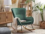 Rocking Chair Dark Green Velvet Metal Legs Wooden Skates Modern Beliani