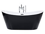 Bath Black With Silver Sanitary Acrylic Single 160 X 76 Cm Freestanding Modern Beliani