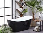 Bath Black With Silver Sanitary Acrylic Single 160 X 76 Cm Freestanding Modern Beliani