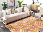 Area Rug Multicolour Cotton 140 X 200 Cm Rectangular Hand Tufted Modern Abstract Living Room Bedroom Decor Beliani