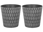 Set Of 2 Plant Pots Planters Dark Grey Fibre Clay Outdoor Resistances 36 X 36 Cm All-weather Beliani