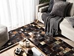 Rug Brown Genuine Leather 160 X 230 Cm Cowhide Multiple Squares Hand Crafted Beliani